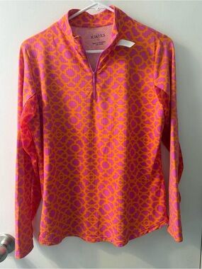 LIKE NEW! Icikuls Women's Pink and Orange Quarter-Zip Long Sleeve Pullover